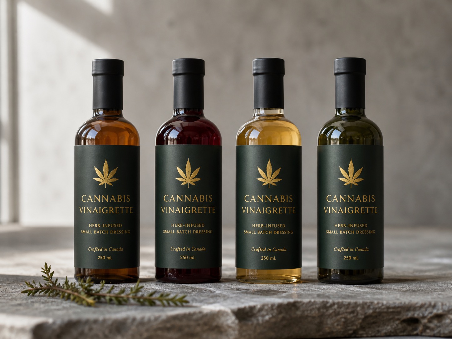 Cannabis vinaigrette bottle collection